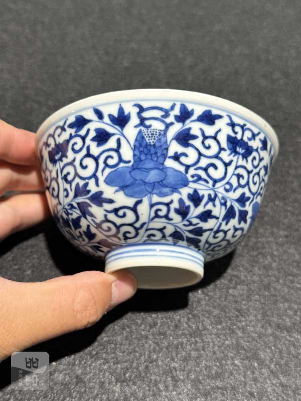 清光绪 青花花卉纹碗一对 - 图11